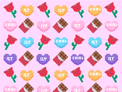 Pixel Candy 8 bit candy candy hearts chocolate conversation hearts flowers love love day pink pixel art red valentines day