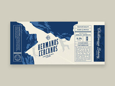 Chattanooga Brewing Hermanos Cercanos beer can black lager can design chattanooga coffee black lager coffee lager illustration lager lookout mountain