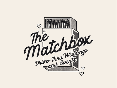 The Matchbox Drive-Thru Weddings and Events drive-thru elope illustration logo design love marriage match matchbox typography wedding