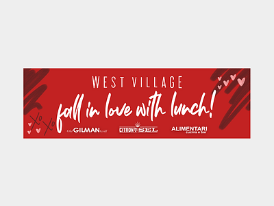 Fall In Love With Lunch West Village Billboard billboard calligraphy chattanooga illustration lunch valentines day