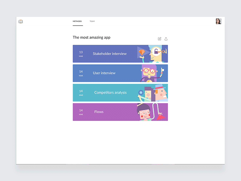 Talebook – Interactive UX Framework app cards drag illustrations process talebook ui ux web