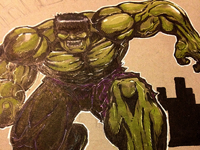 Hulk Color copic hulk illustration sketch super hero