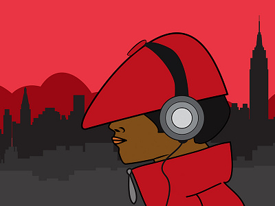 NYC B-Boy Illustration b boy characters digital illustration hip hop illustration nyc skyline