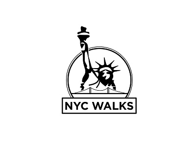 NYC Walks Logo black and white clean icon logo logo design new york city nyc statue of liberty vector