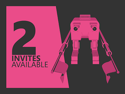 Dribbble Invitation 2 draft dribbble giveaway illustration invite robot two