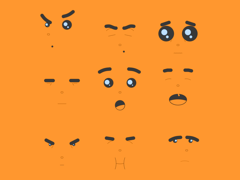 Faces 2d after effects animation character flat gif illustration loop motion graphics vector art