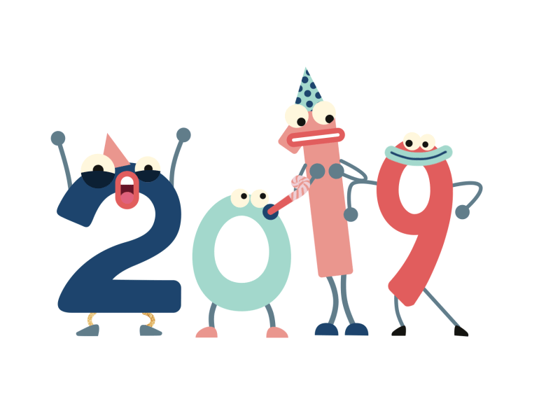 Happy 2019! 2019 2d 2d animation animation celebration character animation design illustration illustrator new year party vector