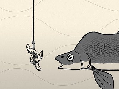 Inktober Day 3 - Bait 2d design fish fishing illustration photoshop worm