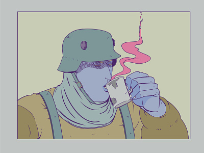 Soldier with tea art characterdesign design draw illustration photoshop tea