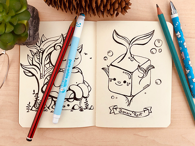 The Paradox of a Square Root animal critter cute doodle hand drawn kawaii nature paradox sketchbook square root vegetable