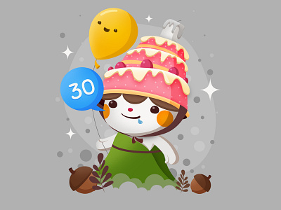 Thirty Birthcake 30th birthday character design cute illustration kawaii october 11 thirty vector