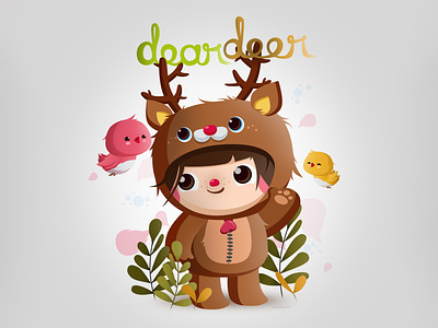 Dear Deer animal character design cute illustration kawaii kidlitart remake vector
