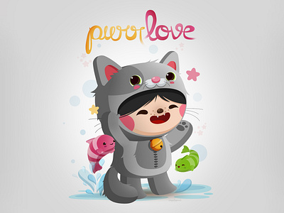 Purr Love animal character design cute illustration kawaii kidlitart remake vector