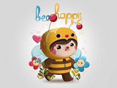 Bee Happy animal character design cute illustration kawaii kidlitart remake vector