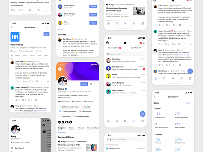 Showwcase – Social Network For Developers b2b chat comments discord feed flat ios iphone minimal mobile profile social