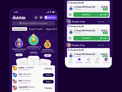 Dabble Leaderboards betting chat leaderboard social social network sports