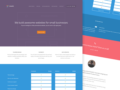 SiteMill flat landing page single page store website