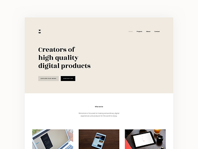 Monotone's Website agency clean flat minimal portfolio serif studio web website white