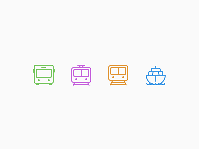Transport Icons bus ferry iconography icons ios iphone train tram transit transport travel ui