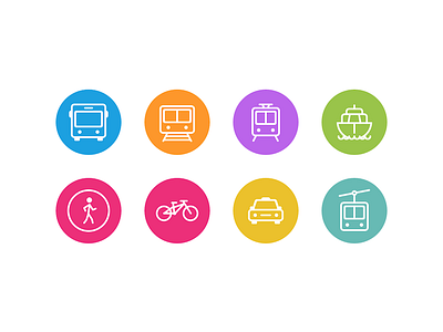 Transport Icons 2.0 bus ferry iconography icons ios iphone train tram transit transport travel ui