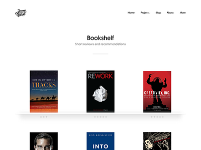 Bookshelf book card flat grid landing page minimal portfolio ui web website white