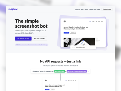 Enpose – 4 months later api blue code developer flat landing page marketing minimal web web app website white