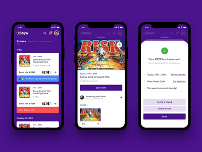 Tokyn UI b2c consumer event feed form form builder fun game ios iphone minimal purple social uidesign uiux ux