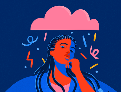 Happy thoughts black woman black women colorful creative editorial editorial art editorial illustration illustration positive positivity powerful thoughts