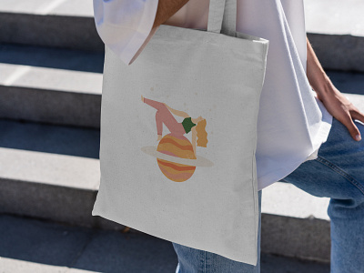 Tote bag astrology creative editorial fashion illustration female character illustration mercury retro saturn tote bag zodiac