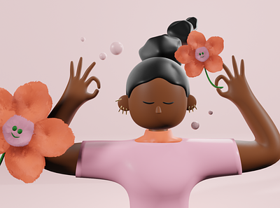 Meditation 3D 3d 3d design blender branding creative editorial editorial illustration female character illustration