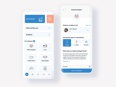 DobroDoc - medical service app android app blue chat design health inspiration ios medical medicine mockup profile ui ux