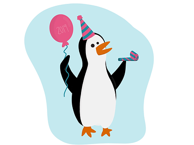Party Penguin 2019 animal celebrate character illustration winter