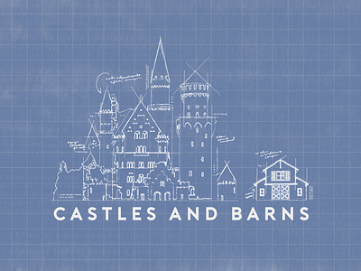 Castles and Barns Sermon Series blue blueprint castle cube drawing grid illustration lines sketch white