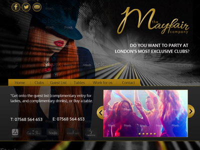 Nightclub Events Company events responsive website