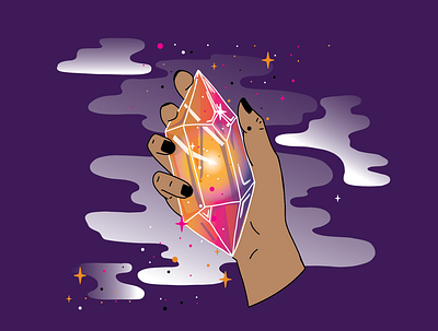 Beauty in the Facets | Crystal Hand Illustration crystal design illustration illustrator lines witchy