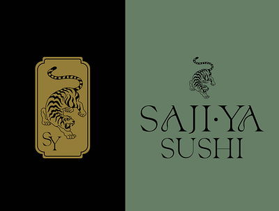 Saji-Ya Japanese Kitchen adobe illustrator asian branding design graphic design japanese food japanese kitchen logo sushi tiger