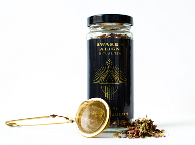 Tea Label Design black and gold botanicals branding illustration label design packaging tea