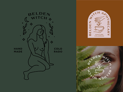 Belden Witch Logo Concepts apothecary badge design branding hands illustration lines logo vector witch woman