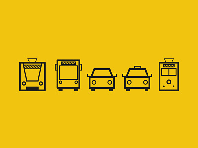 Transportation Icons black bus city icon signage taxi train tram transportation yellow