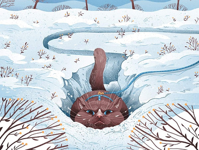 Winter and cat cat cats dudzik ill illustration iza dudzik winter