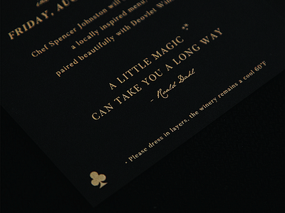 Custom Event Invitation Suite Design card design gold invitation luxe magic metallic ink print screenprinting stationery typography wine