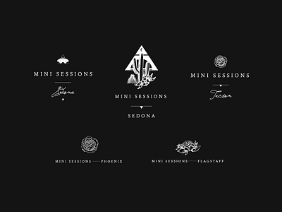 Jamie Allio Mini Session Illustrative Logos brand identity branding cactus desert handdrawn identity illustration moth peony rose submarks