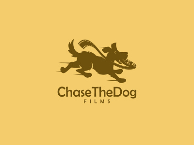 Chase The Dog Films cartoon chase dog films fun illustration logo modern movie production reel run