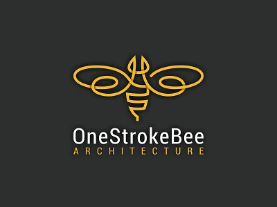 One Stroke Bee architecture bee design line logo one stroke