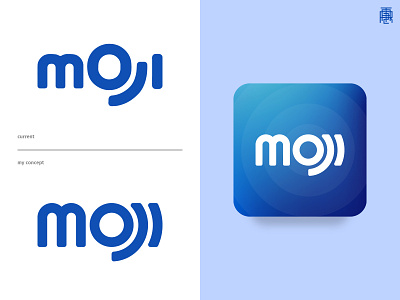 Moji TV Logo Concept blue branding logo