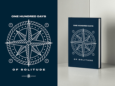 One Hundred Days of Solitude american traditional blue book book cover book cover design compass design illustration line monoline tattoo vector