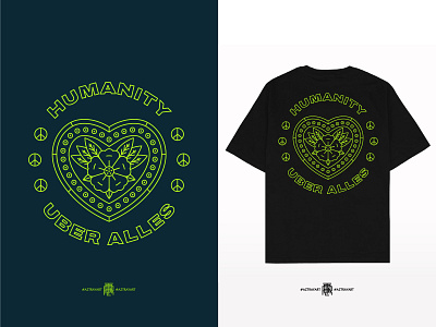 Humanity Uber Alles american traditional band merch flower green humanity leaf line line art love merch merch design merchandise monoline peace rose tattoo tshirt tshirt design vector