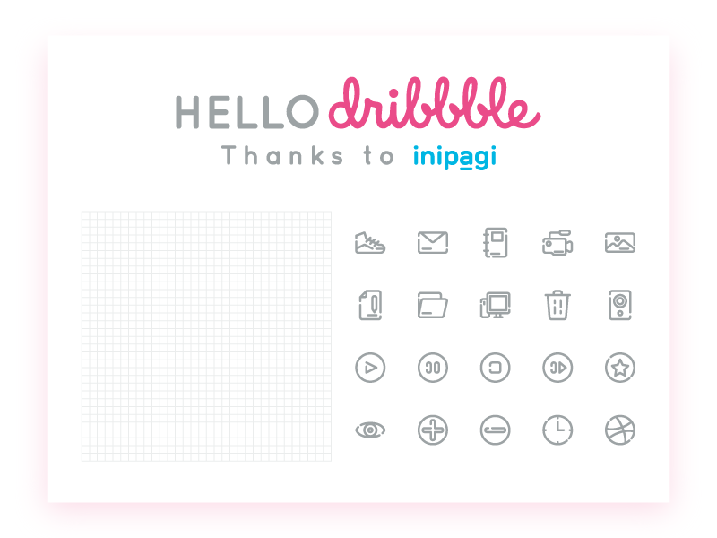 Hello Dribbble! debut hello dribbble icon icons interface line outline pixel perfect ui ux