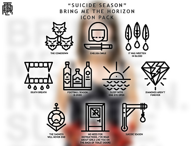 Bring Me The Horizon - Suicide Season (Icon Pack) alcohol bring me the horizon chelsea smile diamond eye feather icon line sun teeth vampire wolf