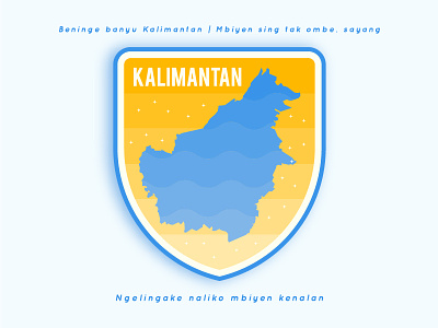 The Island of Maiden badge blue illustration indonesia island kalimantan label orange stamp star water yellow